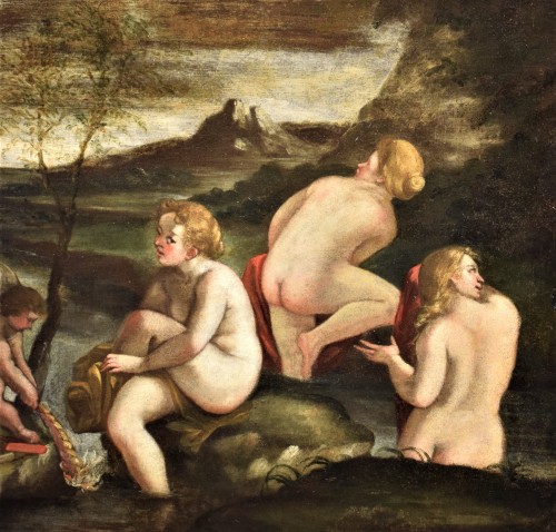 XVIIe siècle - Diane au bain avec les nymphes - Ecole flamande milieu du XVIIe siècle